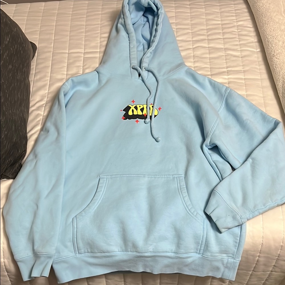 XPLR currently fighting demons blue hoodie